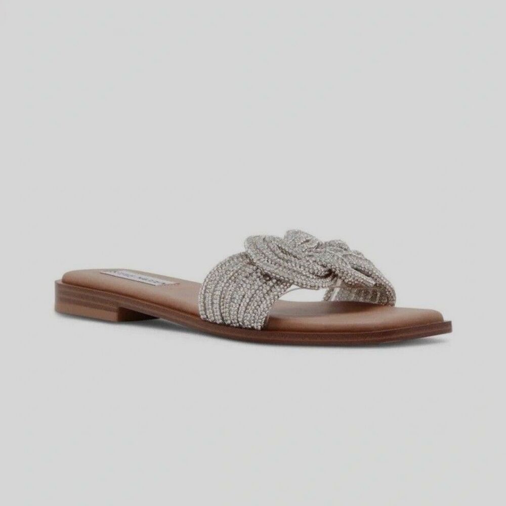 Steve Madden Silver Beaded Knot Slide Sandals
